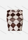 Wholesale Women's Casual Diamond Checkered Round Neck Crop Tank Top - Liuhuamall