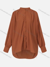 Wholesale Women's Casual Plain Long Sleeve Button Down Tunic 1332#, LIUHUA CLOTHING WHOLESALE