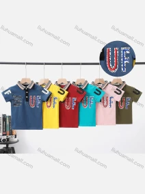 Wholesale Boy's Casual Letter Print Short Sleeve Modal Cotton Polo Shirt, LIUHUA CLOTHING WHOLESALE