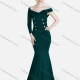 Wholesale Women's Elegant Plain Asymmetrical One Shoulder Button Decor Mermaid Evening Dress Dark Green Clothing Wholesale Market Liuhua