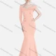 Wholesale Women's Elegant Plain Asymmetrical One Shoulder Button Decor Mermaid Evening Dress Pink Clothing Wholesale Market Liuhua