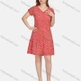 Wholesale Women's Casual Floral Allover Print V Neck Short Sleeve Buttons Down Ruffle Hem Short Dress A22017# preview