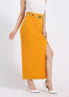 Wholesale Women's Elegant Plain Split Thigh High Waist Maxi Skirt With Belt - Liuhuamall