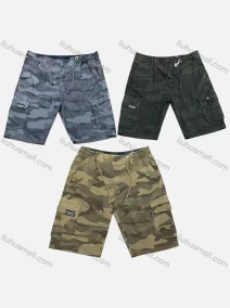 Wholesale Men's Casual Camouflage Flap Pockets Zip Decor Drawstring Cargo Shorts 9383#, LIUHUA CLOTHING WHOLESALE