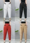 Wholesale Women's Loose Fit Patchwork Splicing Elastic Waist Plain Carrot Pants - Liuhuamall