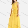 Wholesale Women's Casual Plain V-Neck Buttons Front Drawstring Sleeveless Maxi Tank Dress preview