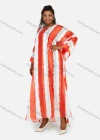 Wholesale Women's African Plus Size Chiffon Maxi Striped Colorblock Batwing Round Neck Kaftan Dress - Liuhuamall