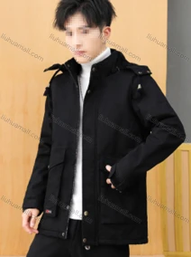 Wholesale Men's Casual Plain Hooded Long Sleeve Flap Pockets Mid Length Wash Thermal Lined Cotton-Padded Jacket 1968#, LIUHUA CLOTHING WHOLESALE