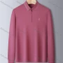 Wholesale Men's Casual Long Sleeve Collared Zipper Front Shirt Letter Embroidery Plain Top 843# preview