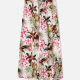 Women's Casual Allover Leaf Floral Print Elastic Waist A-line Midi Skirts White Clothing Wholesale Market -LIUHUA