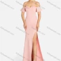 Wholesale Women's Glamorous Plain Cold Shoulder Ruffle Trim Rhinestone Split Thigh Spaghetti Strap Evening Dress 96052# preview