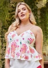 Wholesale Women's Casual V Neck Spaghetti Strap Floral Ruffle Hem Cami Top - Liuhuamall