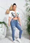 Wholesale Women's Sexy Letter Short Sleeve Graphic Chain Closure Crop Top - Liuhuamall