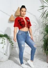 Wholesale Women's Sexy Letter Short Sleeve Graphic Chain Closure Crop Top - Liuhuamall
