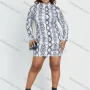 Wholesale Women's Fashion Allover Snakeskin Print Mock Neck Short Bodycon Dress preview