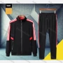 Wholesale Men's Sporty Stand Collar Zipper Pockets Striped Jacket & Drawstring Pants Set preview