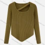Wholesale Women's Casual Crew Neck Plain Knit Blouse 9954# preview