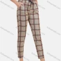 Wholesale Women's Casual Plaid Print Drawstring Waist Pencil Pants preview