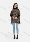 Wholesale Women's Casual High Neck Split Side Loose Fit Allover Print Cape 1206# - Liuhuamall