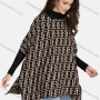 Wholesale Women's Casual High Neck Split Side Loose Fit Allover Print Cape 1206# preview