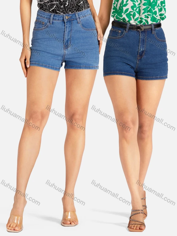 Wholesale Women's Casual Plain Short Skinny Fit Jean Shorts