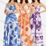 Wholesale Women's Casual Elegant Wrap V Neck Shirred Ruffle Hem Maxi Cami Dress With Belt preview