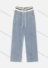 Wholesale Women's Casual Striped Elastic Waist Drawstring Ankle Length Wide Leg Jeans 9616# - Liuhuamall