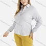 Wholesale Women's Fall Casual Stand Collar Striped Button Front Ruffle Trim Shirt preview