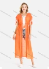 Wholesale Women's Casual Cap Sleeve Open Front Lace Trim Fringe Drawstring Plain Midi Cover Up - Liuhuamall