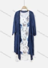 Wholesale Women's Casual Crew Neck Floral Print Dress & Long Sleeve Cardigan 2-Piece Set 051# - Liuhuamall