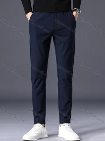 Wholesale Men's Casual Button Closure Plain Straight Leg Pants, LIUHUA CLOTHING WHOLESALE