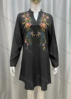 Wholesale Women's Casual Notched Collar Embroidered Long Sleeve Short Dress - Liuhuamall