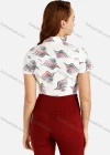 Wholesale Women's Abstract Print Collared Patch Pocket Button Front Short Sleeve Shirt - Liuhuamall