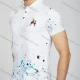 Wholesale Men's Casual Ink Splash Short Sleeve Split Side Polo Shirt LF002# White Clothing Wholesale Market Liuhua