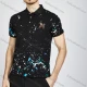 Wholesale Men's Casual Ink Splash Short Sleeve Split Side Polo Shirt LF002# Black Clothing Wholesale Market Liuhua