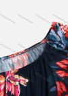 Wholesale Women's Summer Flower Print Crew Neck Asymmetrical Hem Ruffle Sleeve Top - Liuhuamall