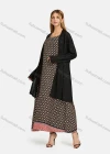 Wholesale Women's Round Neck Sleeveless Argyle Folkloric Print Maxi Dress Without Cardigan - Liuhuamall