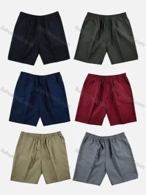 Wholesale Men's Drawstring Plain Elastic Waist Shorts 8880#, LIUHUA CLOTHING WHOLESALE