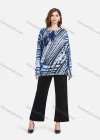 Wholesale Women's Casual Allover Abstract Print Round Neck Long Sleeve Loose Fit Mid Length Blouse - Liuhuamall