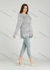 Wholesale Women's Casual Plain Crew Neck Side Slit Long Sleeve Mohair Sweater HB1066# - Liuhuamall