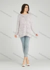 Wholesale Women's Casual Plain Crew Neck Side Slit Long Sleeve Mohair Sweater HB1067# - Liuhuamall