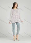 Wholesale Women's Casual Plain Crew Neck Side Slit Long Sleeve Mohair Sweater HB1067# - Liuhuamall