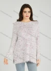 Wholesale Women's Casual Plain Crew Neck Side Slit Long Sleeve Mohair Sweater HB1067# - Liuhuamall