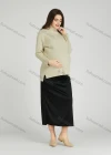 Wholesale Casual Plain Turtleneck Side Slit Long Sleeve Ribbed High Low Hem Maternity Sweater HB1069# - Liuhuamall