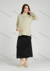 Wholesale Casual Plain Turtleneck Side Slit Long Sleeve Ribbed High Low Hem Maternity Sweater HB1069# - Liuhuamall