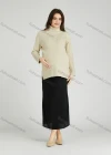 Wholesale Casual Plain Turtleneck Side Slit Long Sleeve Ribbed High Low Hem Maternity Sweater HB1069# - Liuhuamall