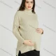 Wholesale Casual Plain Turtleneck Side Slit Long Sleeve Ribbed High Low Hem Maternity Sweater HB1069# Apricot Clothing Wholesale Market Liuhua