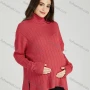Wholesale Casual Plain Turtleneck Side Slit Long Sleeve Ribbed Maternity Sweater HB1068# preview