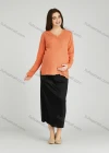 Wholesale Casual Plain V Neck Side Slit Long Sleeve Cable Knit Maternity Sweater HB1070# - Liuhuamall