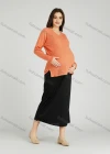 Wholesale Casual Plain V Neck Side Slit Long Sleeve Cable Knit Maternity Sweater HB1070# - Liuhuamall
